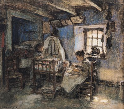 Interno domestico, Wissant, 1913 da Leon Augustin Lhermitte